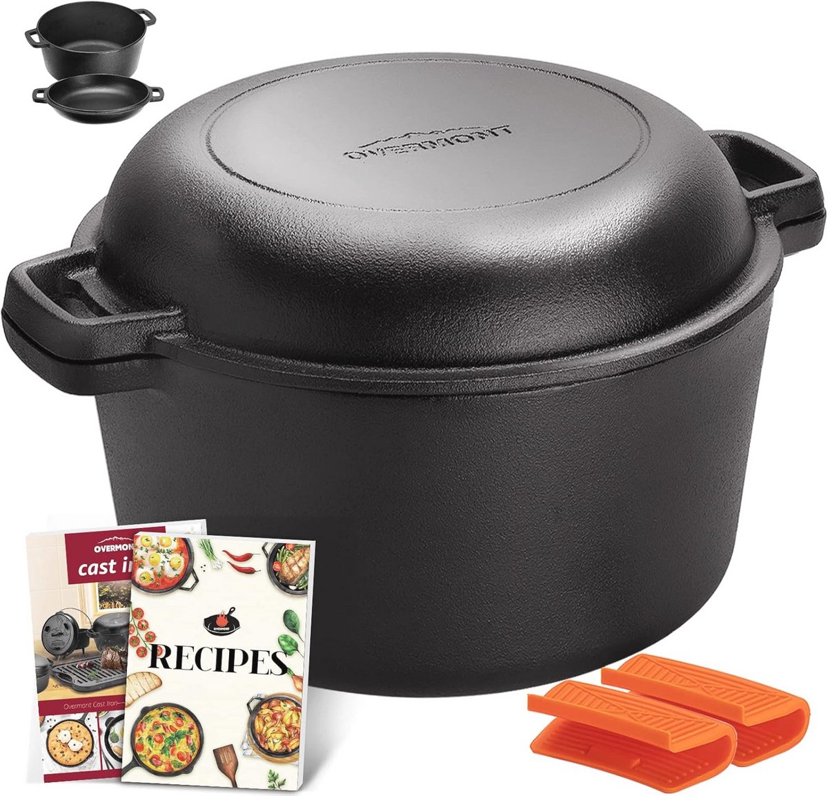 Gietijzeren pan in Dutch Oven-stijl - Ideaal voor koken, bakken en barbecueën