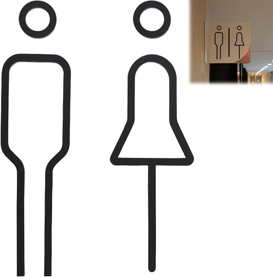 Zelfklevend toiletlabel - moderne toiletdeurplaat voor mannen en