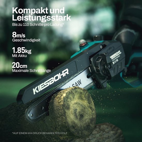 Accukettingzaag 8 inch - Mini-kettingzaag met kettingsmeersysteem en borstelloze elektromotor — afbeelding 3