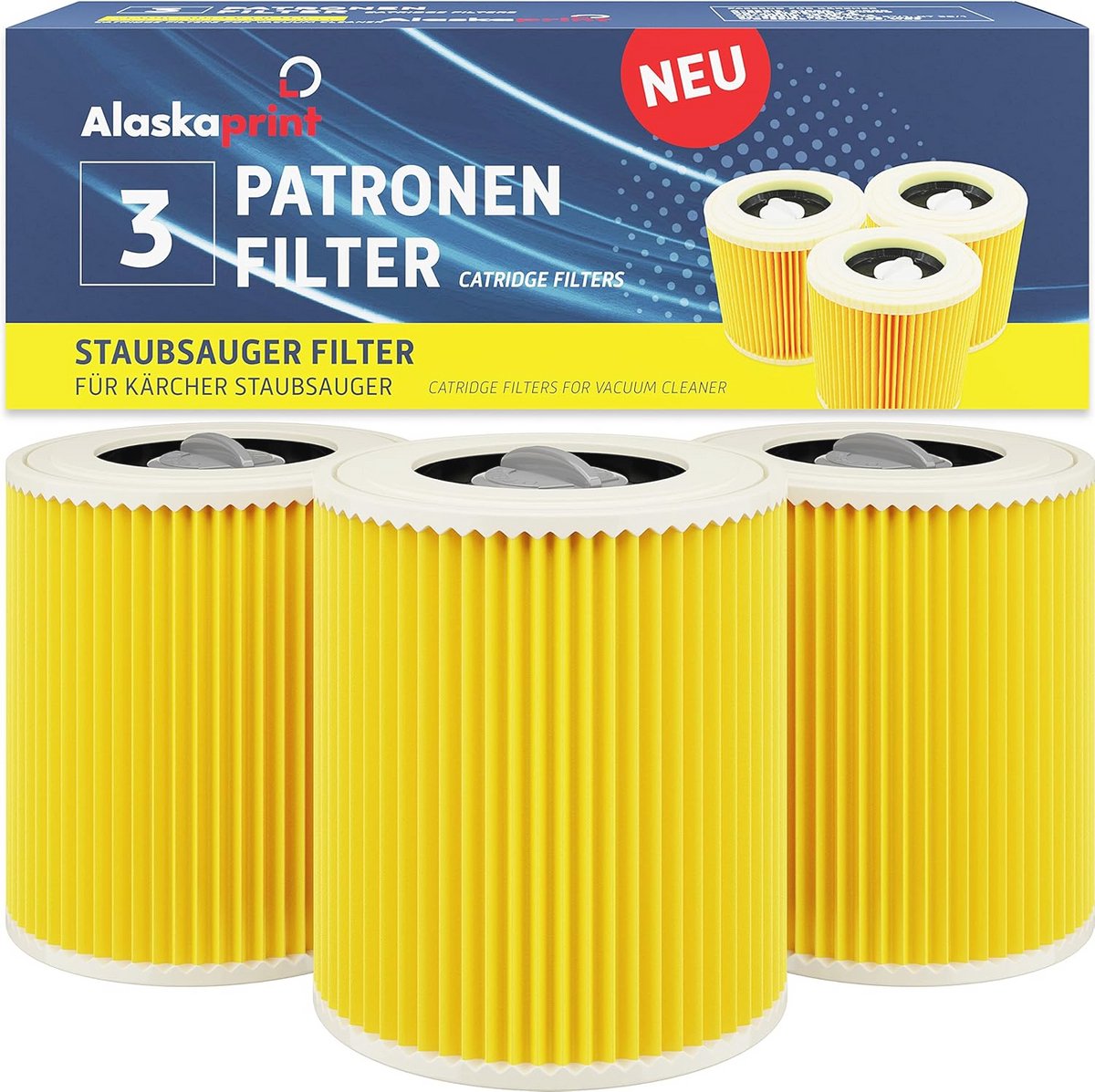 Patroonfilter voor stofzuigers - 3 Stuks, Compatibel met Diverse Modellen, Wasbaar en herbruikbaar