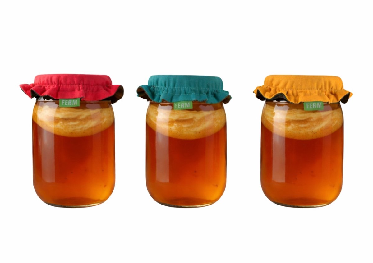 Kombucha cover set - Azijn cover - Set van 3 stuks in duo color- Voor voedselveilige aerobe fermentatie - Dubbelzijdig en zuurstof doorlatend