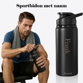 Sport bidon (Met eigen naam) - Sportfles Aluminium - Zwart - Laser gegraveerd