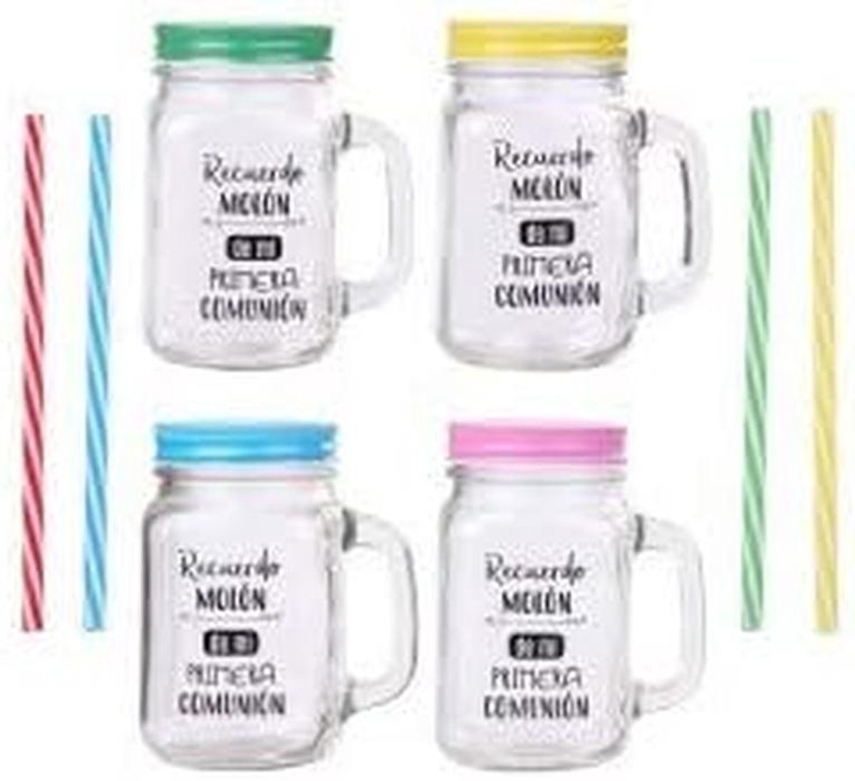 Set van 48 Glazen Kannetjes met Steel in Diverse Kleuren - Ideaal als Bedankje voor Bruiloft en Communie