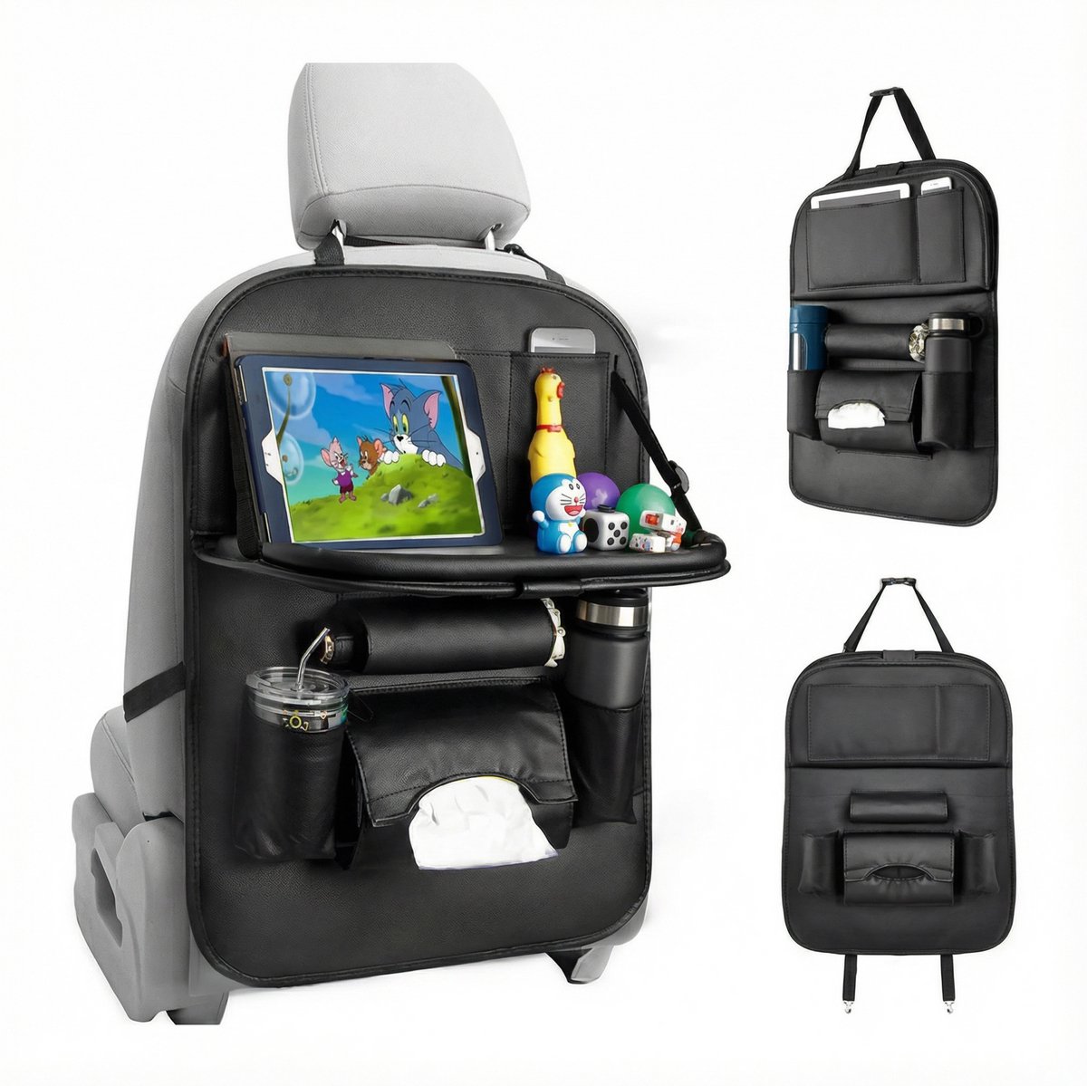 JustValue - Luxe Autostoel Organizer - Tablet Houder - Auto Tafel - Zwart