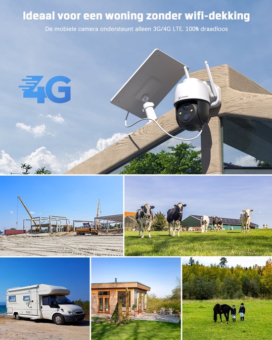 COCOCAM 4G LTE Buitencamera - Zonnepaneel - Tweerichtingsspraak - Incl. SIM - 2K Kleur Nachtzicht - Geen WiFi Nodig - Werkt met Alexa Beveiligingscamera — afbeelding 4