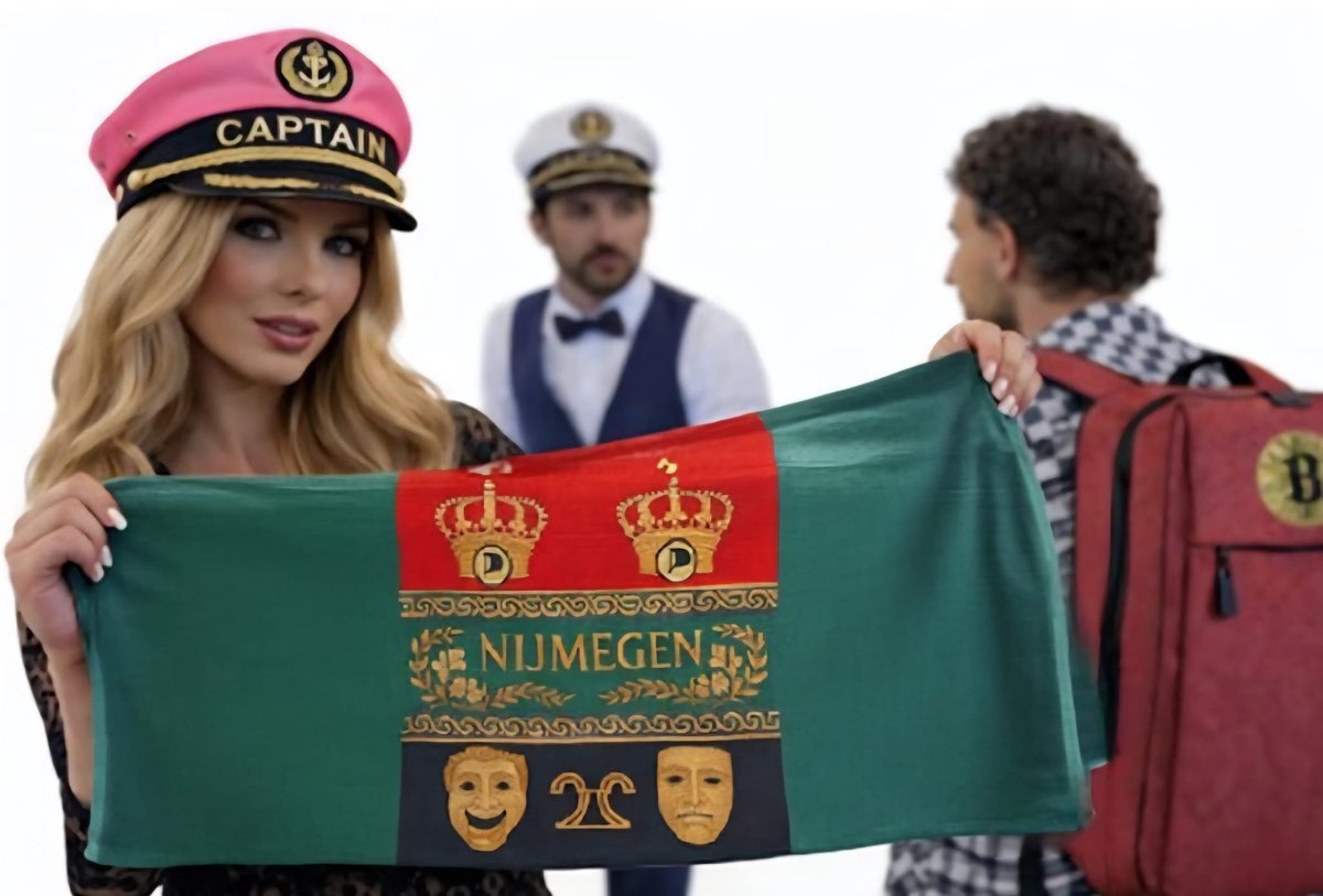 NIJMEGEN Handdoek 70x140 cm - Kerst Zweetband 024 Strandlaken - Sporthanddoek Piratenpartij Romeinse Mozaïek NEC
