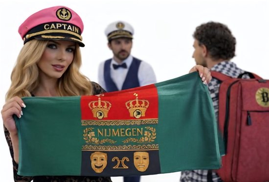 NIJMEGEN Handdoek 70x140 cm - Kerst Zweetband 024 Strandlaken - Sporthanddoek Piratenpartij Romeinse Mozaïek NEC