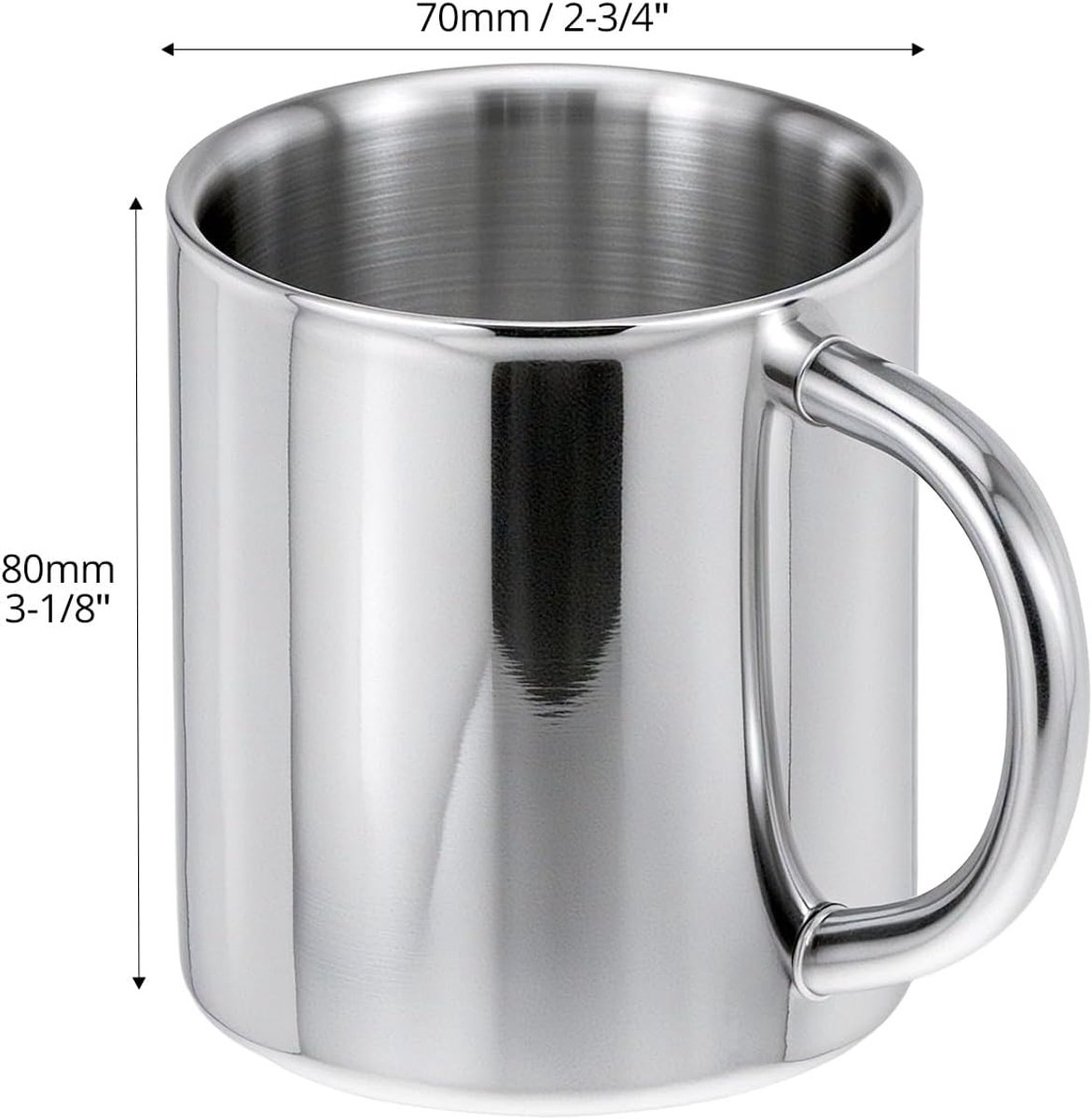 Mokkenset - Tweedelige set - Koffiemok en melkmok, gemaakt van 304 roestvrij staal - Geïsoleerd - Hittebestendig - 200 ml dubbelwandige reismok - Geschikt voor warme en koude dranken — cadeau in Cadeau-ideeën - foto 5