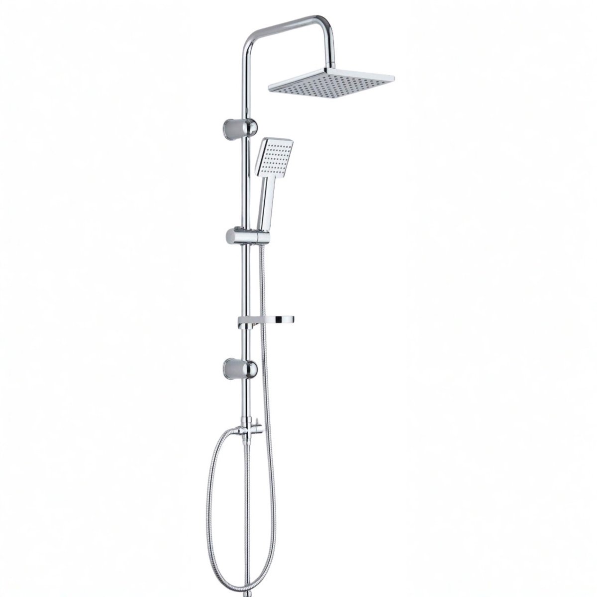 Vonia Regendouche - Douche - Doucheset - Regendouche zonder kraan - Regendouche en Handdouche - Verstelbare hoogte - Vierkant design- Zilver