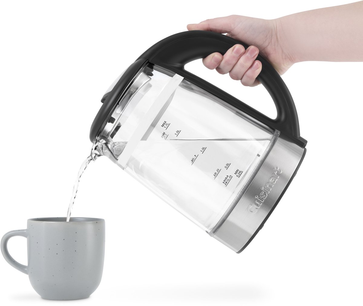 Cuisinart Waterkoker Glas - Waterkoker met Temperatuurregeling 50-100°C - Glazen Waterkoker 1,7L - Dubbelwandig BPA-Vrij - Touchscreen Bedieningspaneel - 3000W