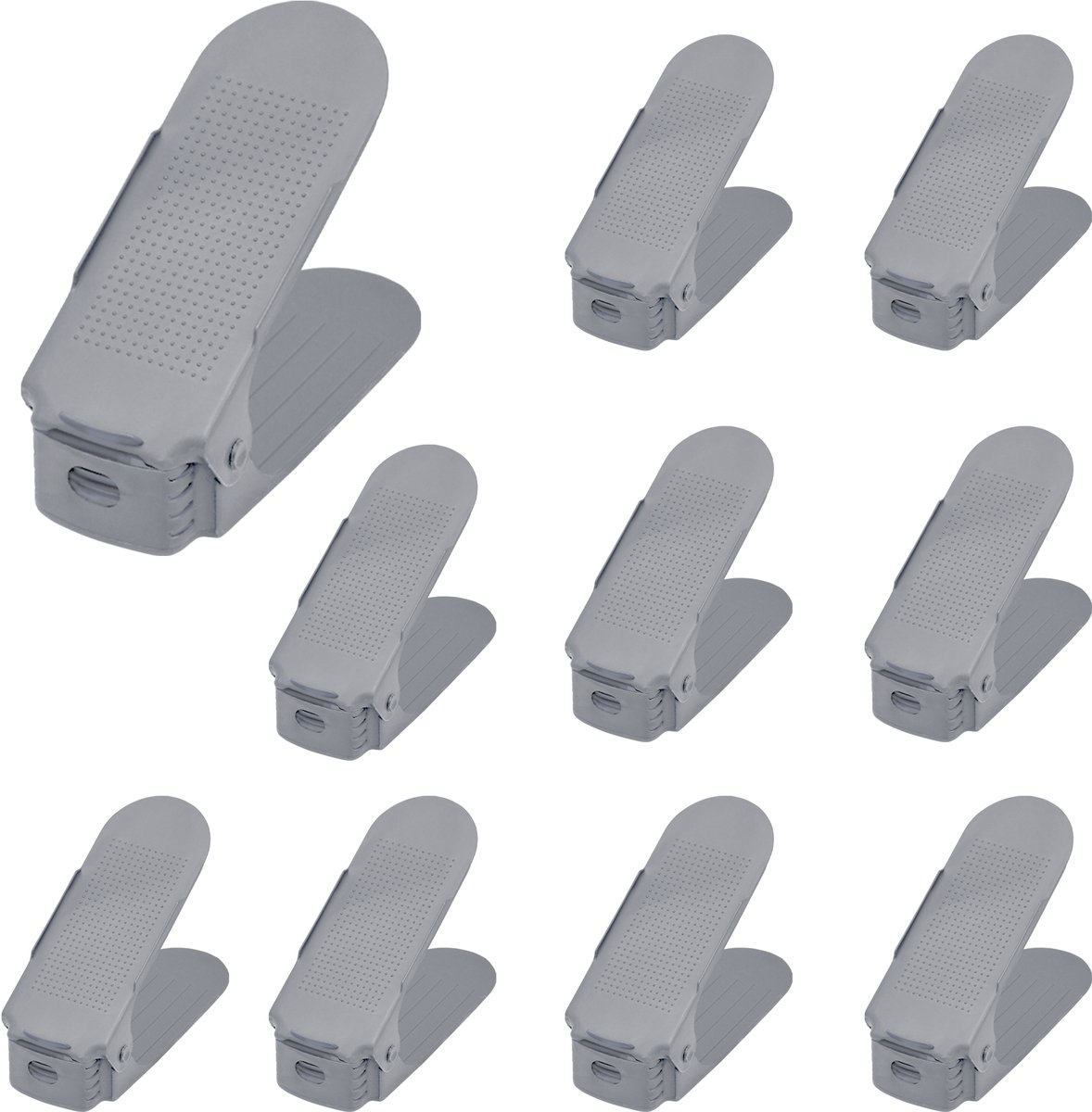 Aufun Verstelbare schoenrekken - 10 stuks - Antislip - Grijs