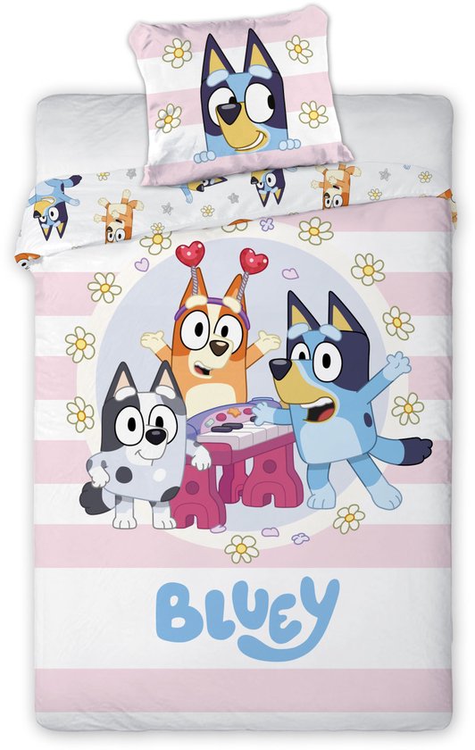 Bluey Kinderbeddengoed Set – Dekbedovertrek 100×135 cm + Kussensloop 40×60 cm – 100% Katoen