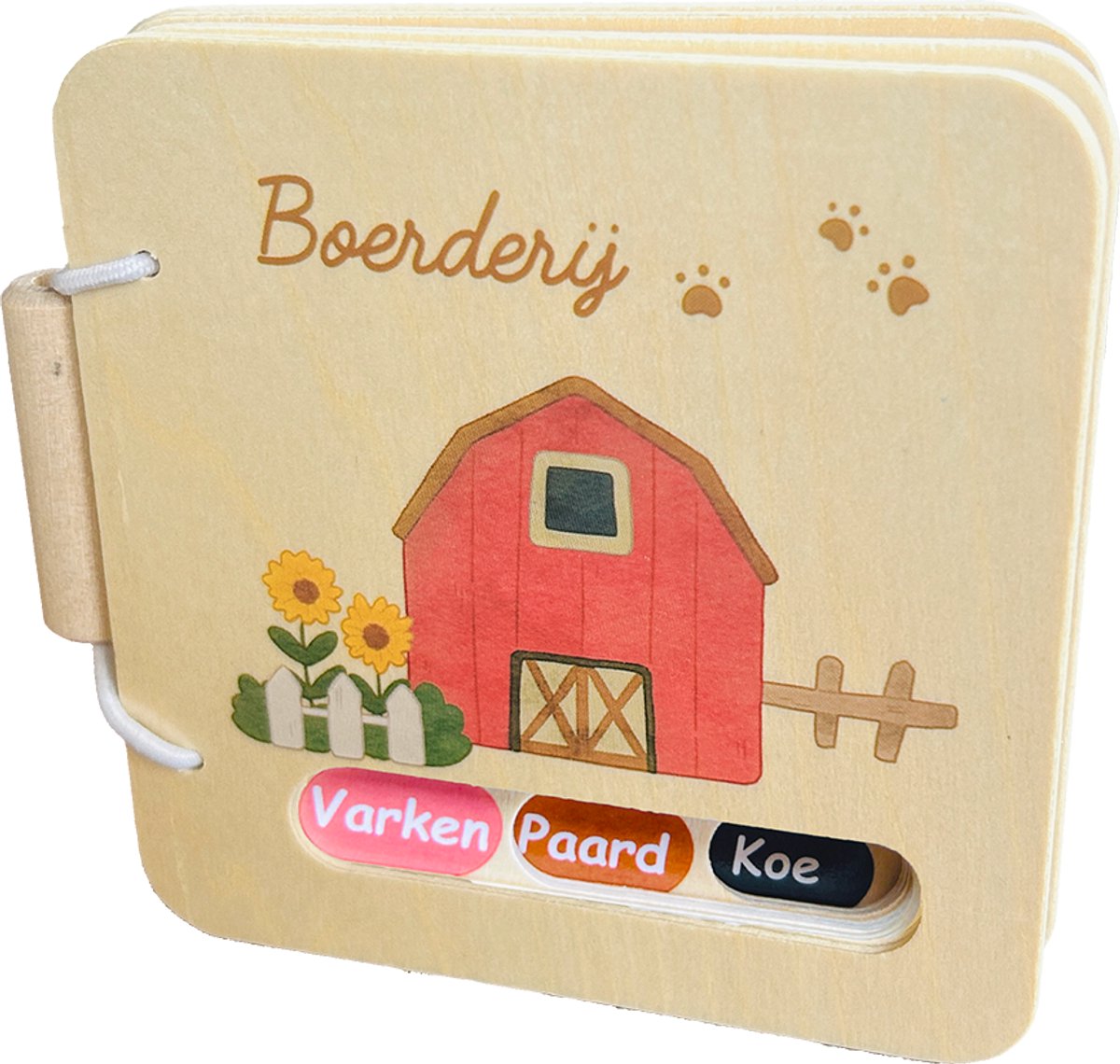 Splendid Uitgeverij® - 2 Houten boekjes - Dieren in het wild & Boerderij - Buggyboekje voor de kleine handjes - 10cm x 10cm - Eerste jaar baby speelgoed - Jongen / Meisje - 0 jaar / 6 maanden / 1 jaar - Kleine cadeautjes - Eerste woordjes — afbeelding 4
