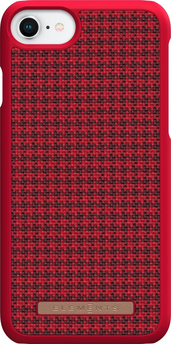 Nordic Elements Nordic Elements Sif backcover voor Apple iPhone 6/7/8/SE 2020 - Pied-de-poule rood / zwart textiel