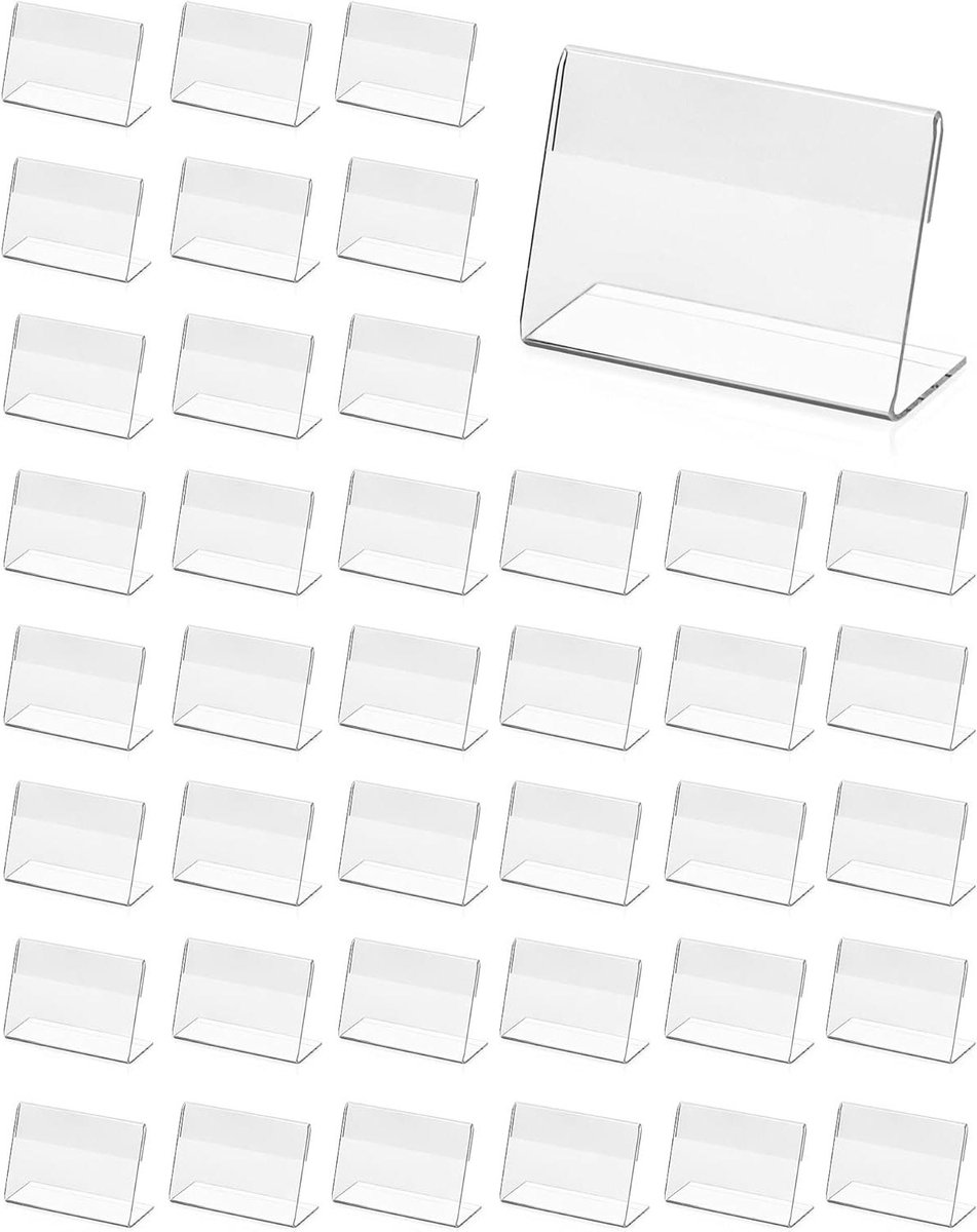 40 stuks acryl label houders voor naamkaartjes - handige display voor kantoor, school en winkelcentrum - set van 6 x 4 cm
