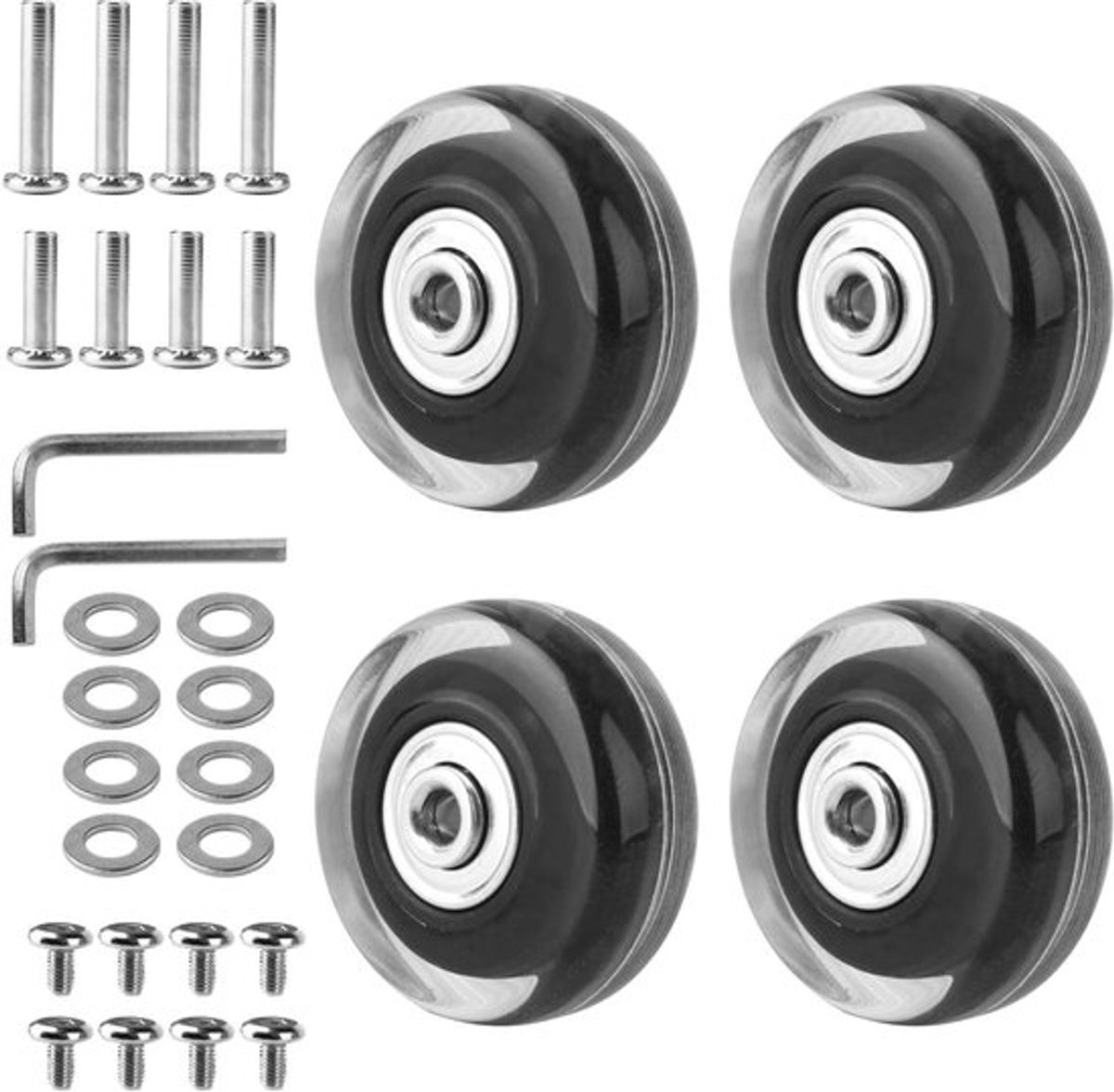 Set van 4 Vervangende Bagage Wielen 50mm - Koffer Wielen - Rubberen Wielvervanging