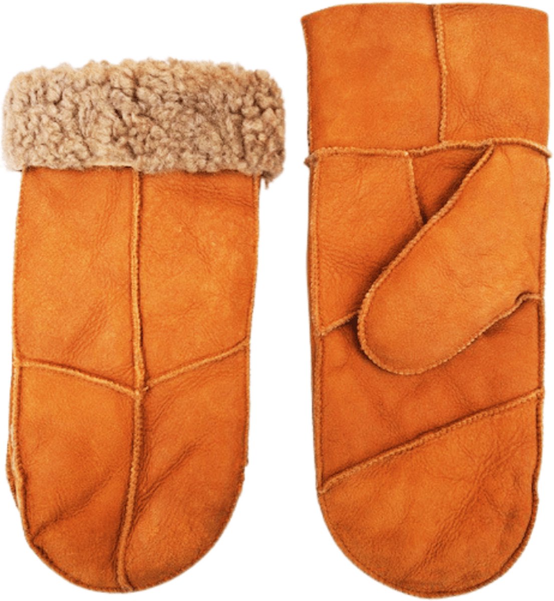 Leren wanten dames - Lammy dames winter - Winddicht en waterafstotend - Wol - Cognac- Maat S