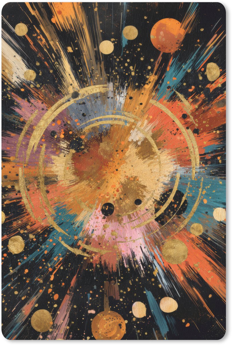 Muismat 18x27 cm - Mousepad Explosie - Verfstructuur - Goud - Abstract - Muismatten