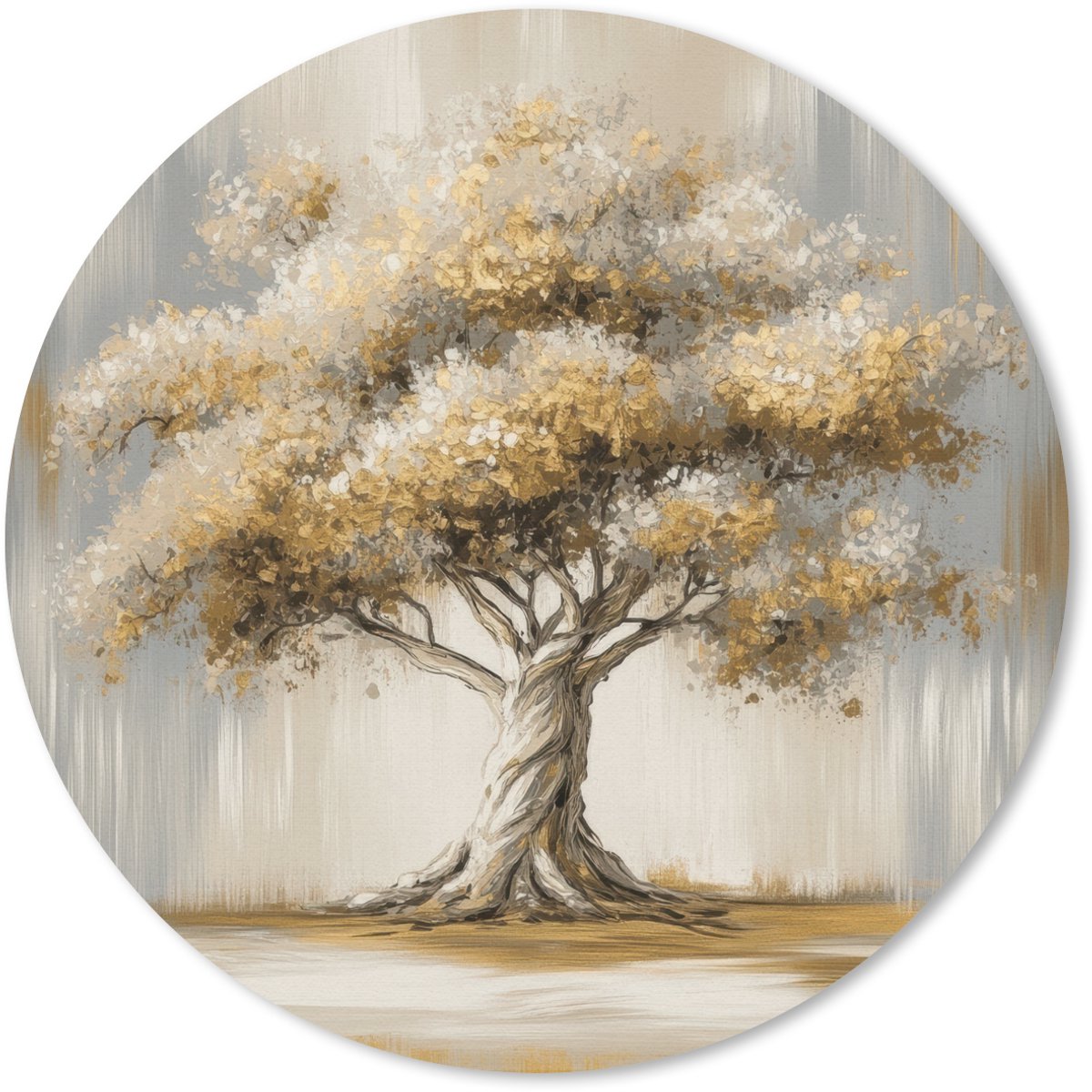 Muismat rond 20x20 cm - Mousepad Boom - Bladeren - Abstract - Wit - Ronde muismatten