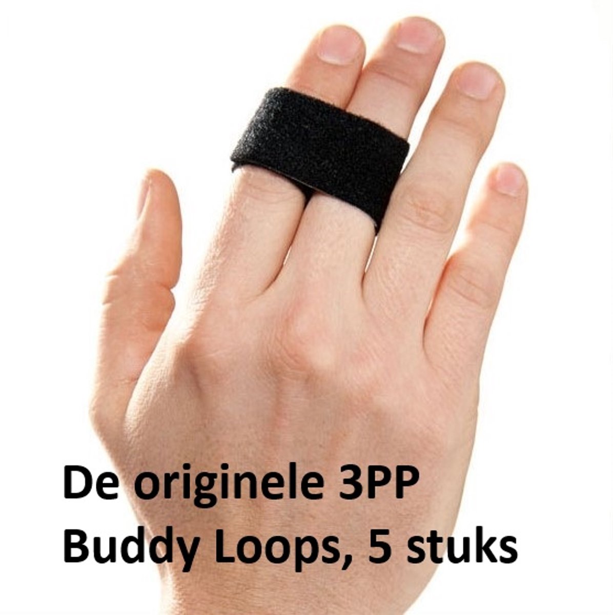 3PP Buddy Loops Vingerspalk - 2,5 cm breed - zwart - 5 stuks - P1007-5