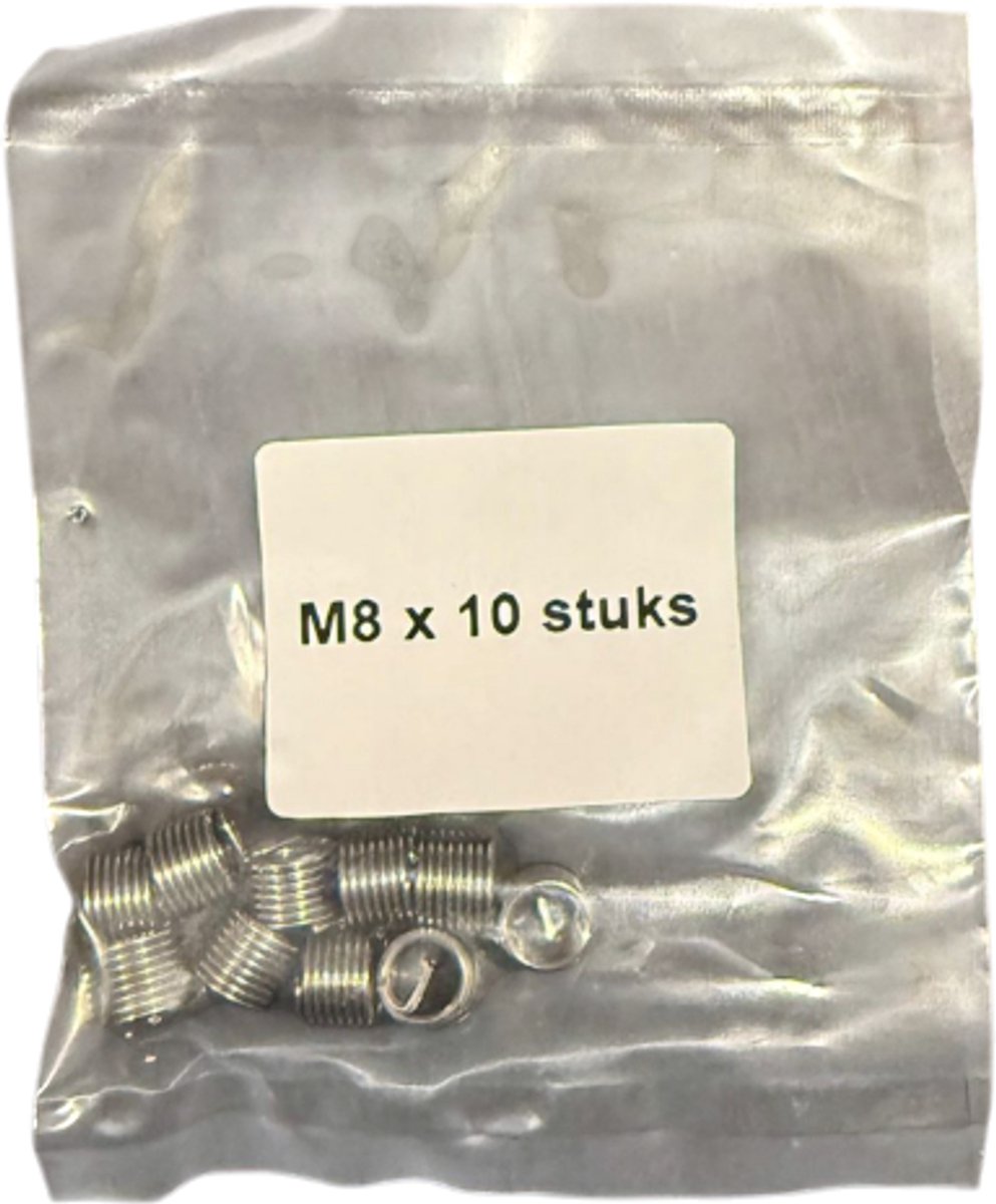Helicoil set M8 x 1.25 - 1.5D per set 10st | Schroefdraad reparatieset M8 | Draadinsert set M8 x 1.25 | Draadreparatie M8 set | Helicoil M8 draadbus set | Draad reparatie M8 10 stuks | Germat helicoil set M8