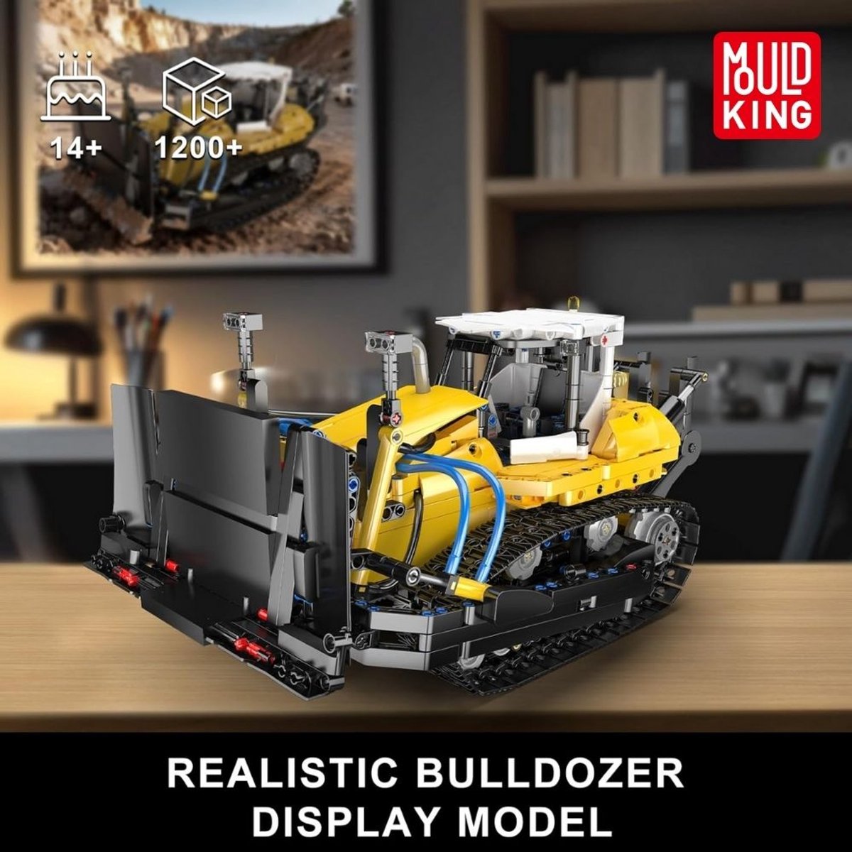 Mould King 19019 PR756 Bulldozer bouwset | Creator technische auto modelbouw | Educatief classic constructie speelgoed bouwpakketten voor kinderen & volwassenen | Hydropomp niet geschikt voor Lego technic | Bouwdoos met 1200 bouwstenen — afbeelding 9