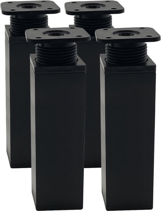Purepeak Verstelbare Meubelverhogers Set 4 Stuks - Bedverhogers - Tafelverhoger - 15-17 cm - Tafelpoot verhoger - Zwart