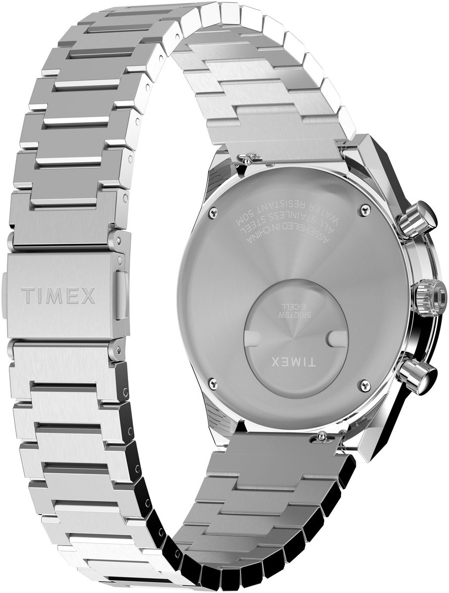 Timex Q Timex® Chronograph Quartz Chronograaf Horloge Zilverkleurig Kast: 100% Roestvrij Staal | Armband 100% Roestvrij Staal 40 mm TW2Y36200AJ