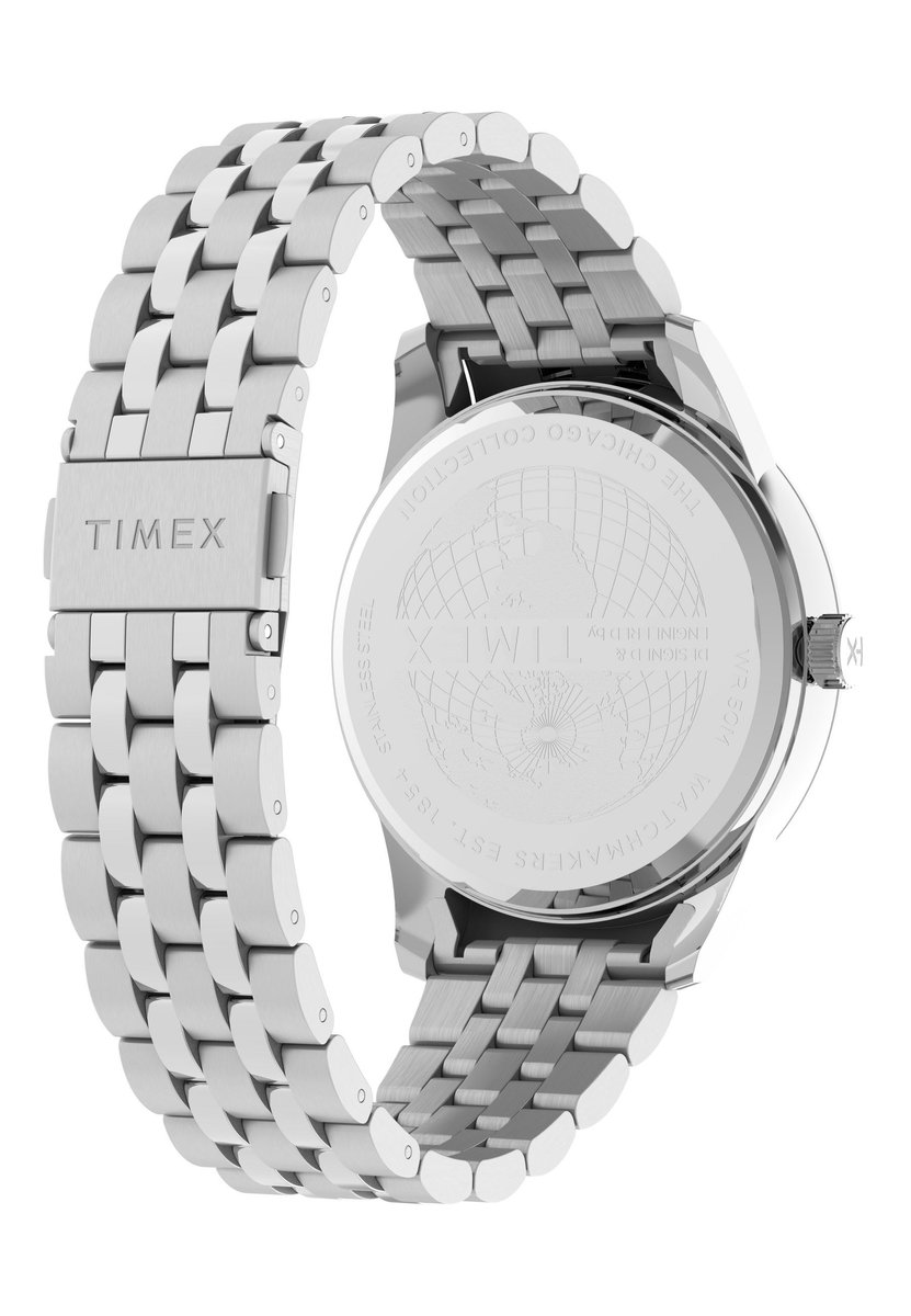Timex Chicago Quartz Analoog Horloge Zilverkleurig Kast: 100% Roestvrij Staal | Armband 100% Roestvrij Staal 45 mm TW2Y21500AJ