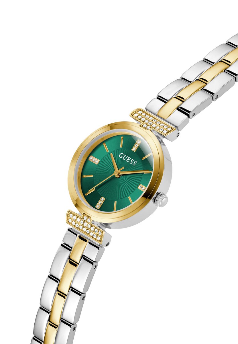 Guess Array Quartz Analog Two-Tone Case: 100% Recycled Steel | Armband: 100% Stainless Steel 28 mm GW0762L6