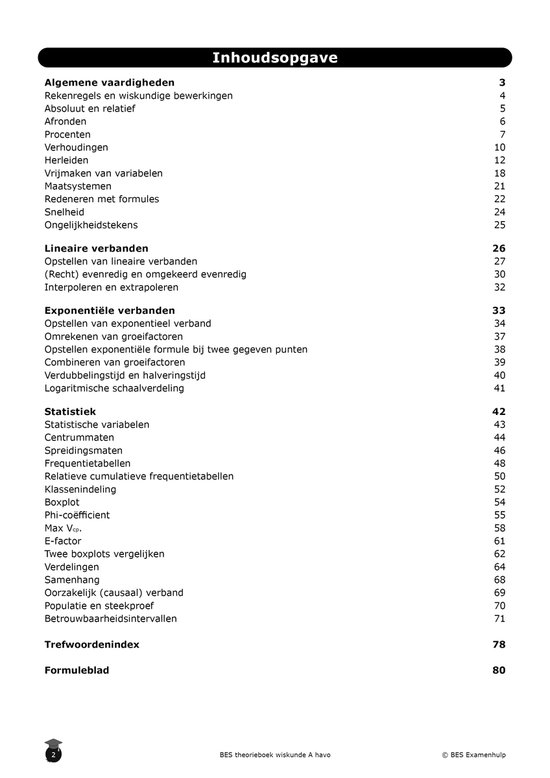 BES theorieboek wiskunde A havo (samenvatting)