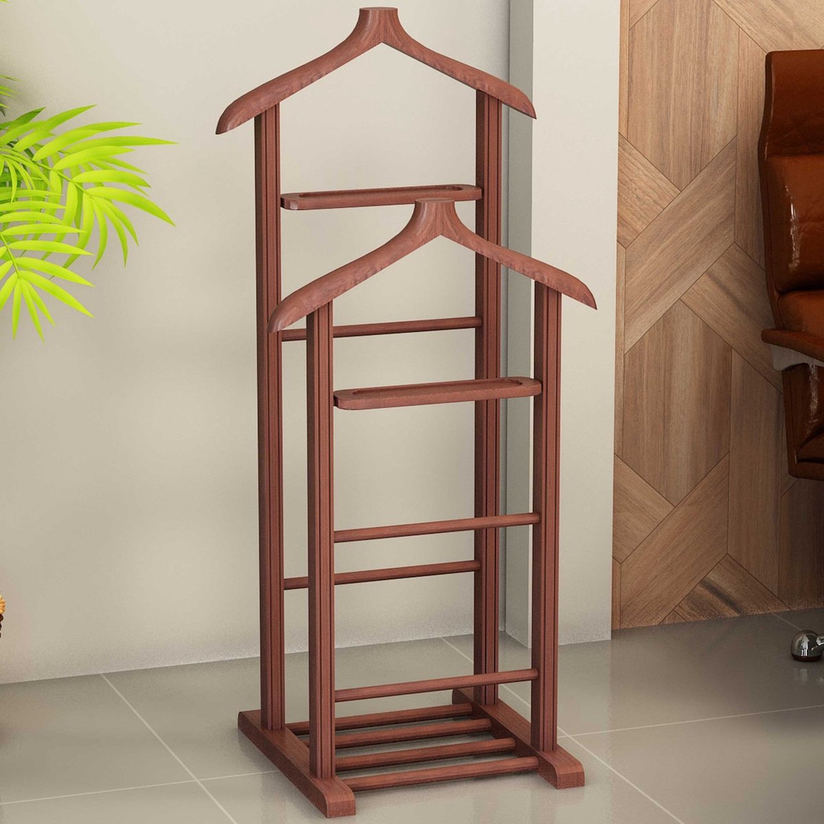 Beta Double Kleerhanger | 100% BEUKENHOUT | Walnoot - Asir Group - Staande kapstokken - Bruin - Hout