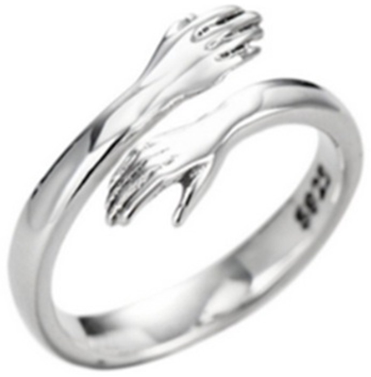 Knuffel ring - Verstelbare Ring - Vriendschapsring - Handen - Handjes - Hug - Verstelbaar - Zilverkleurig - Familie ring - Vrouwen - Dames - Meisjes