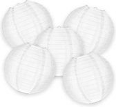 5-set LMPN® nylon lampionnen - helderwit - 25cm - voor buiten