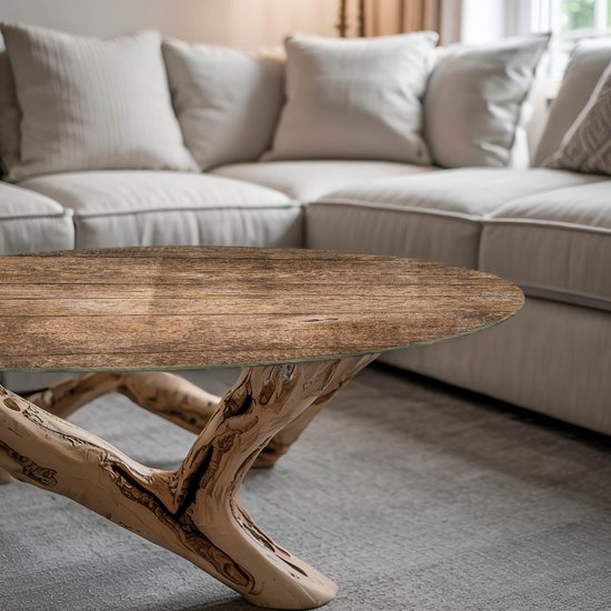 Plateau de table Coloray - Plateau de table extérieur - 100 cm - Brun - Plateau de table en verre rond - Plateau de table en verre - Verre pour plateau de table - Plateau de table en verre - Plateau de table carré décoration du salon