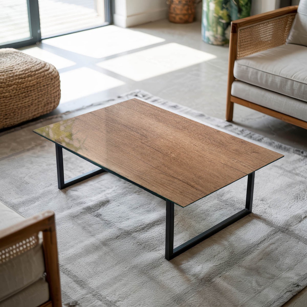 Coloray Tafelblad - Tafelblad Vierkant - 100x70 cm - Bruin - Rechthoek Glazen Tafelblad - 