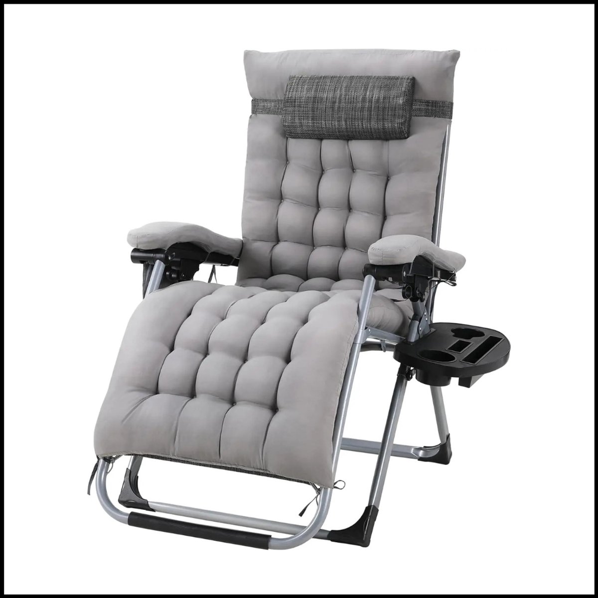 Zero Gravity Lounge Chair – Plus Size Tuinstoel – Katoenen Kussen – Verstelbare Rugleuning – Lichtgewicht Draagbaar Comfort