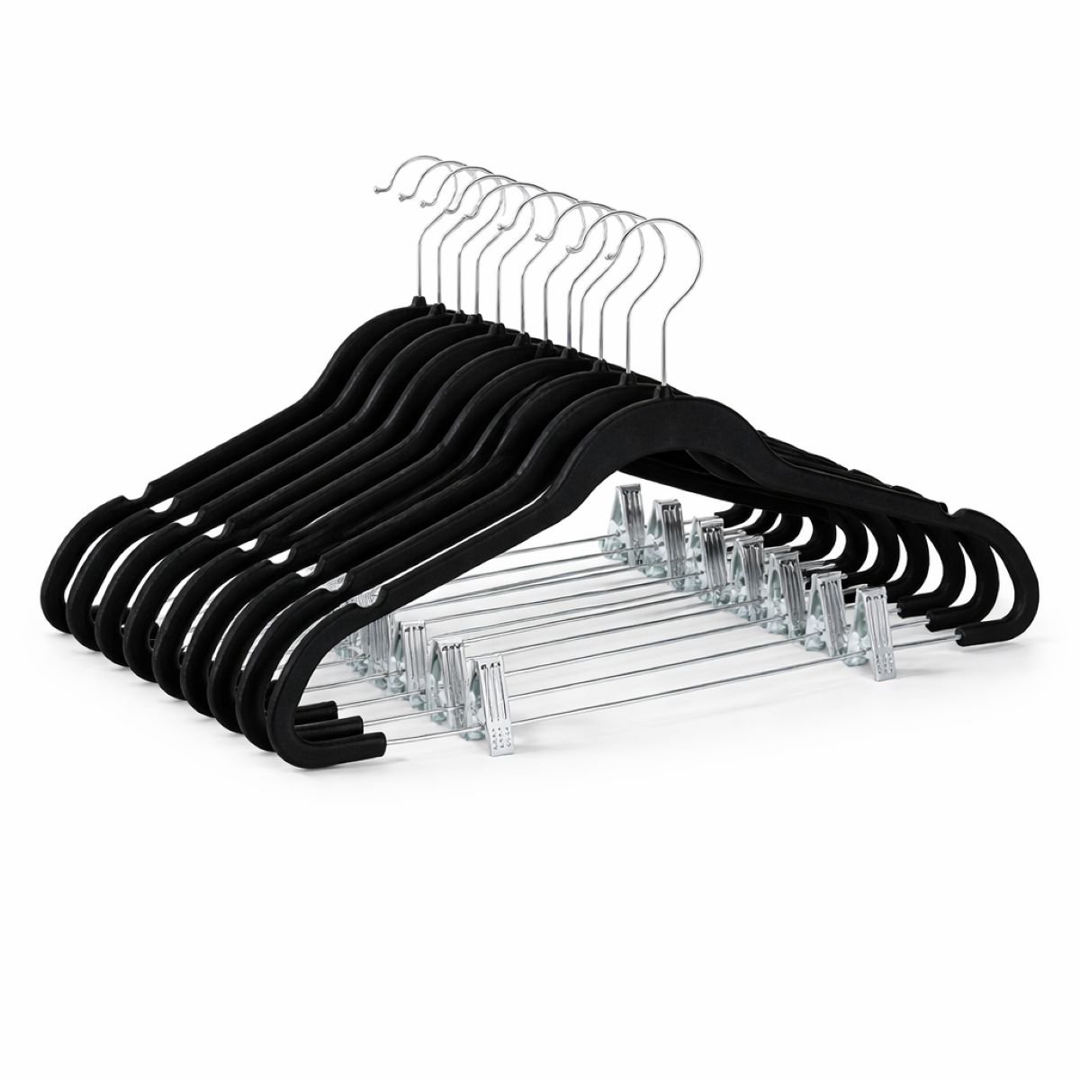 Ceruzo Kledinghangers 20 stuks met Knijpers – Antislip – Ultradun – Zwart