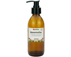 Neemolie Puur 200ml Pompfles Glas - Koudgeperste en Onbewerkte Neem olie van Azadirachta indica zaden voor mens, dier en plant
