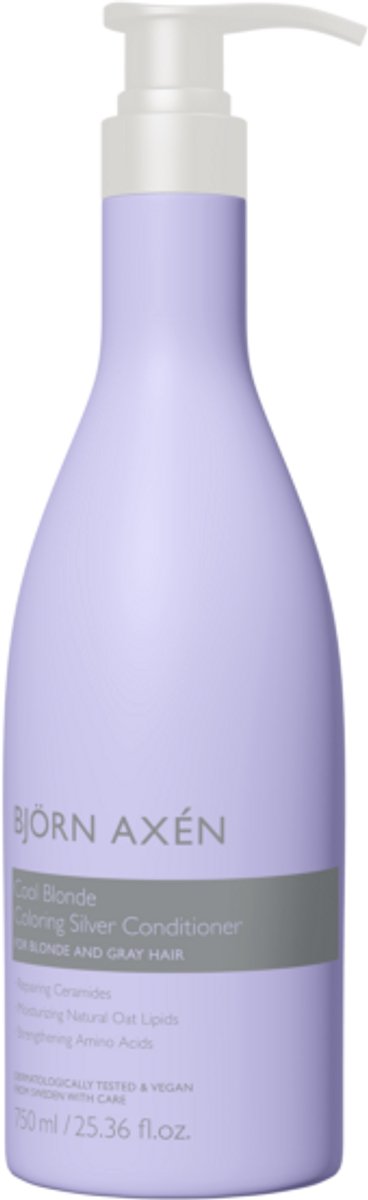 Björn Axén Cool Blonde Coloring Silver Conditioner 750 ml – Salonverpakking – Verzorgende Zilverconditioner Met Violette Pigmenten Voor Neutralisatie Van Gele & Kopertinten - Bevat Ceramiden & Aminozuren - Voor Blond & Grijs Haar – Vegan