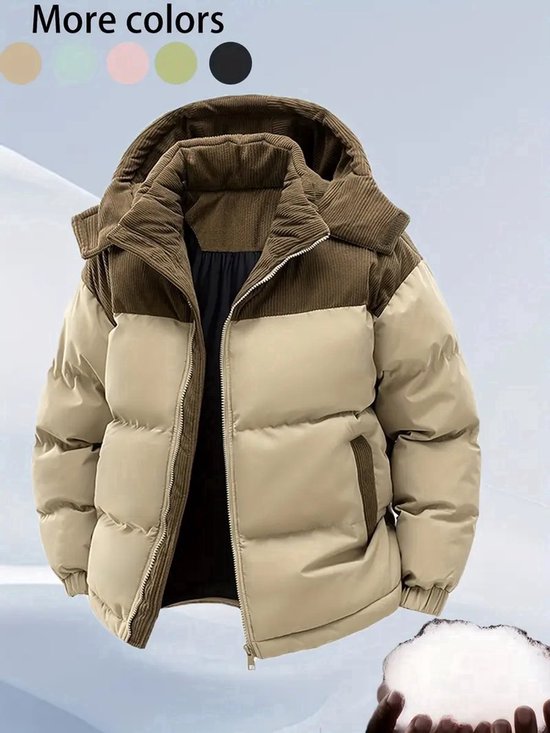 Winter thermische hooded jas voor dames en heren - Verdikte jas met volledige ritssluiting en afneembare capuchon, volledige ritssluiting aan de voorkant, losse pasvorm