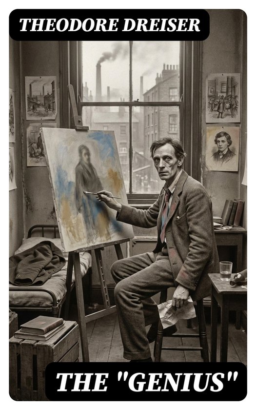 Theodore Dreiser, The "Genius". Een schilderij in een atelier met uitzicht op een industriële stad.