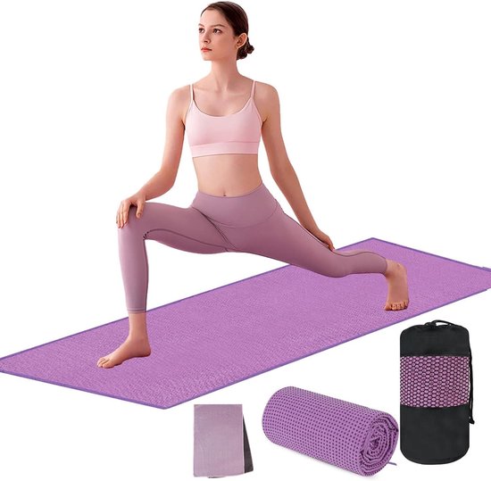Yoga handdoek - Antislip - Sneldrogend - 183x63 cm - Paars — afbeelding 4