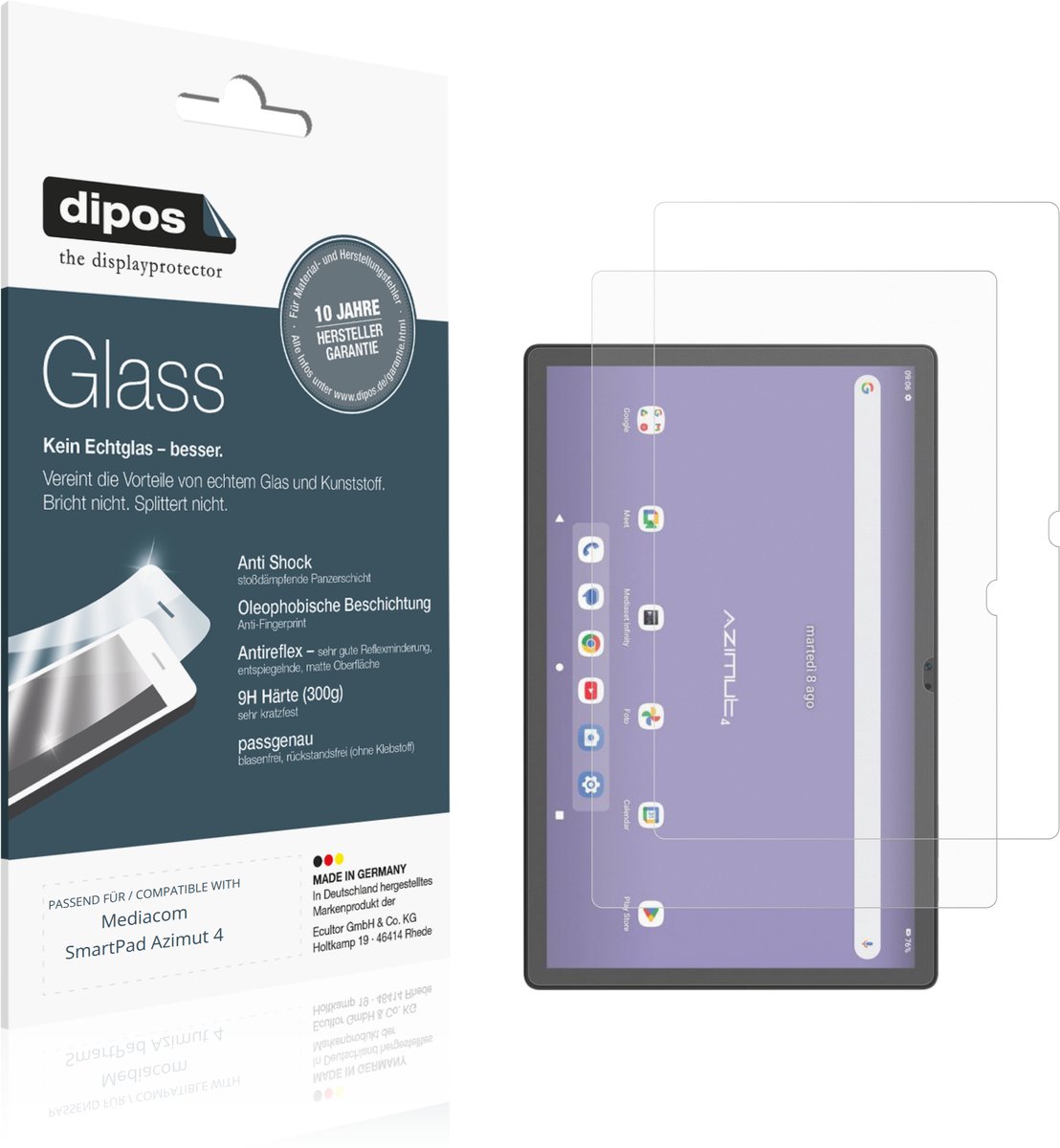 dipos – 2x Matte Pantserfolie geschikt voor Mediacom SmartPad Azimut 4 | 9H Screenprotector
