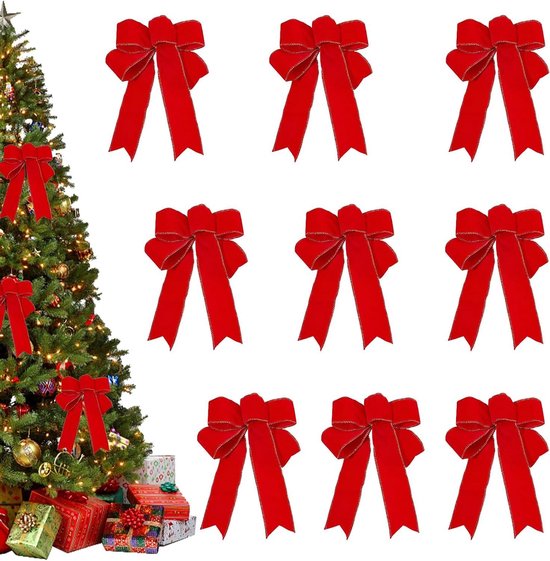 Fluwelen strikken met gouden twistbanden voor kerstboom en