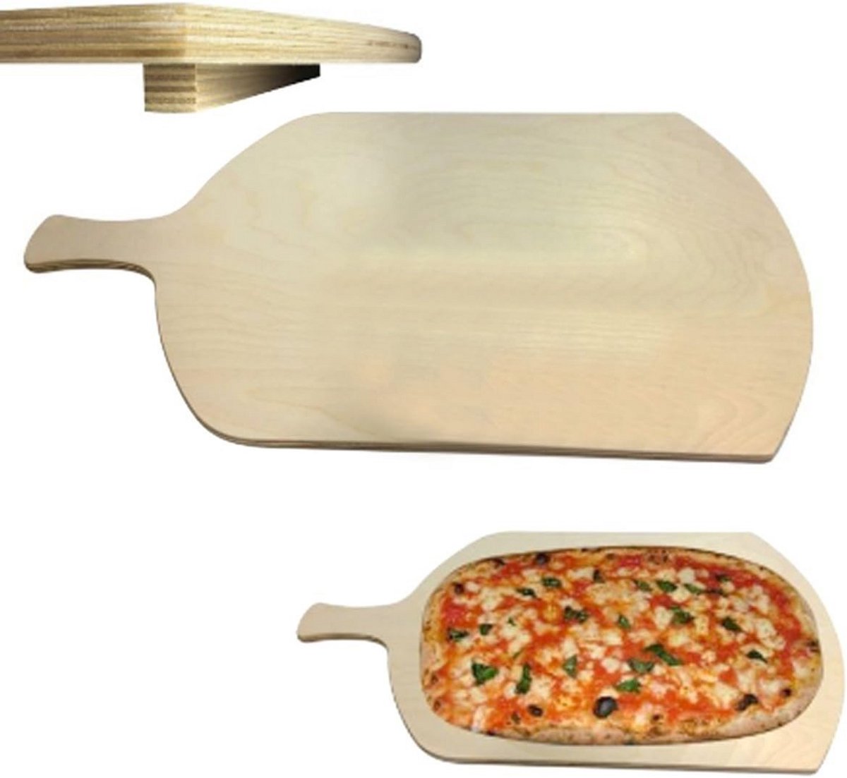 Rechthoekige houten snijplank met handvat - 62 x 37 cm, 1,2 cm dik