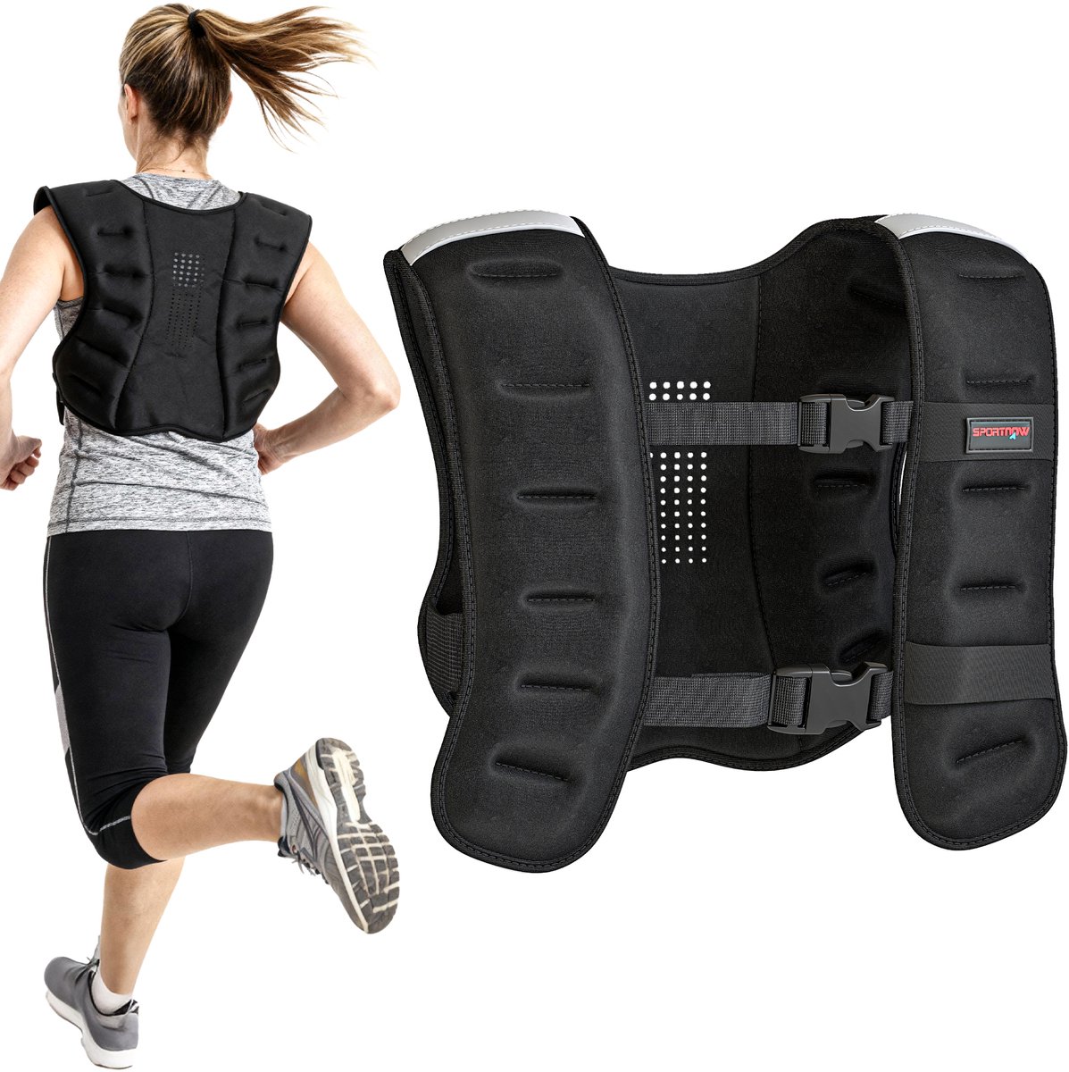 SPORTNOW Verzwaard Vest - Neopreen, Metallic Zand - 43x33cm - Zwart