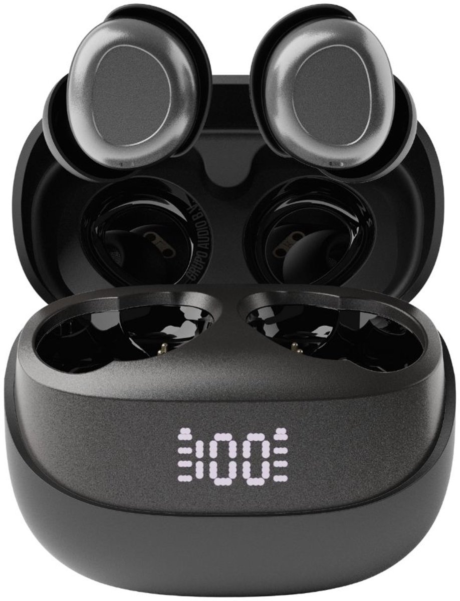 pocobob® Z draadloze oortjes - Black Deep Grey - bluetooth oordopjes - kleine oordopjes - in ear oortjes - met microfoon - ook voor slapen - Met pocobob APP voor je smartphone