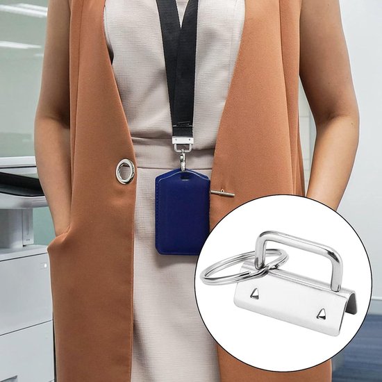 NGOSUET 60 stuks sleutelband, onbewerkte sleutelhangers, 32 mm, vilt, klemsluiting, hardware armband met sleutelring voor het maken van doe-het-zelf sleutelhangers