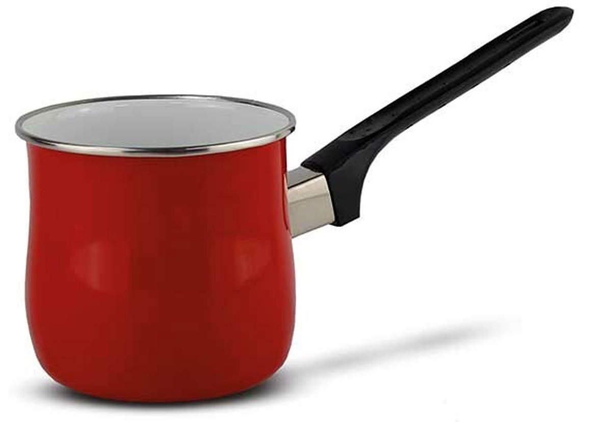 Schäfer Mokkakocher 0,55 Liter - melkpannetje – Emaille Koffiepot – Warmte-diffusie – Hittebestendige Handgreep – Rood